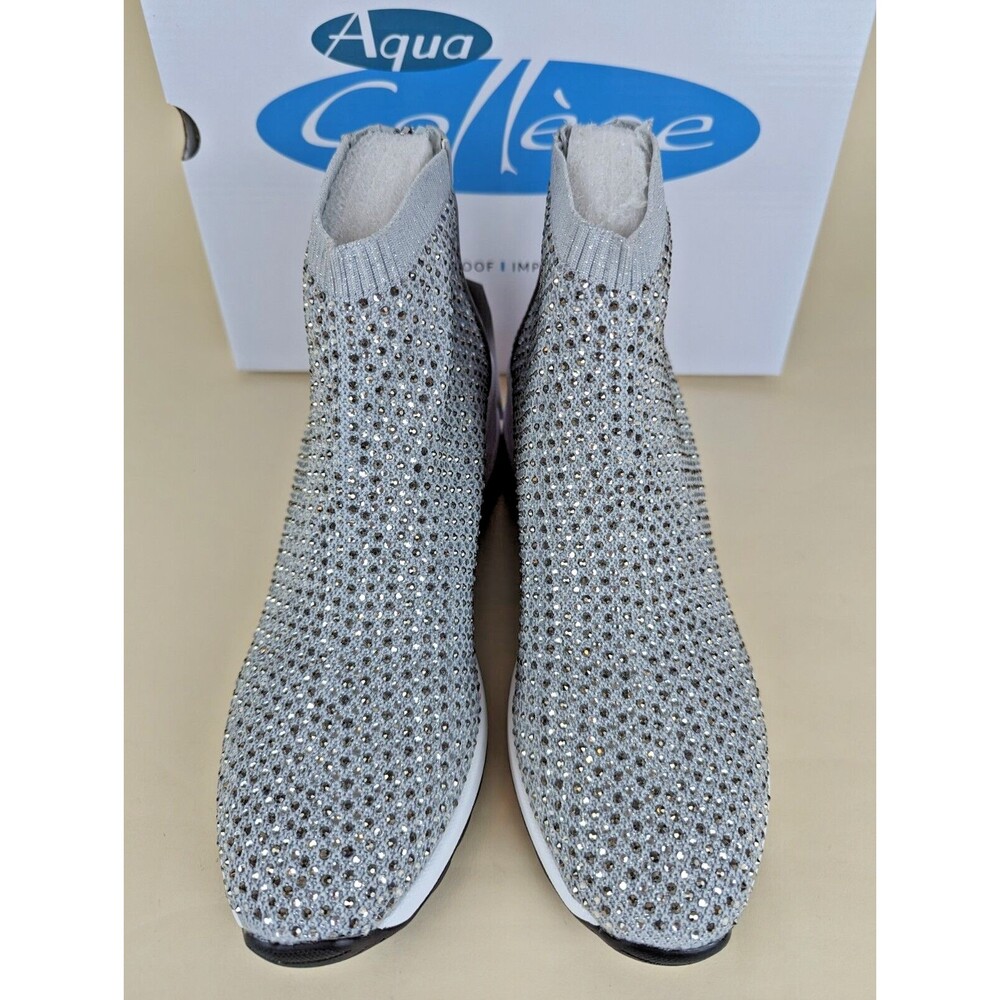 Aqua College Kandice Sneakers Womens 8.5 M Grey Rhinestones Waterproof Shoes NWB - Picture 7 of 12